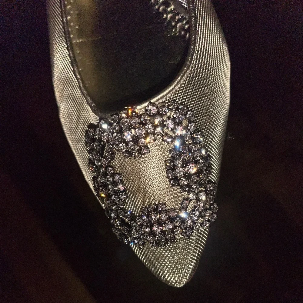 Manolo blahnik Hangisi Chrystal Buckle Gold Mesh Flats, 50th anniversary, NEW - Picture 17 of 17